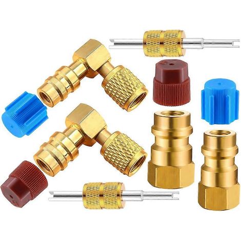 Kit adaptateur de conversion pour climatisation R12 vers R134A, vanne à coupleur rapide, adaptateur de conversion pour port à 90° haute/basse pression (1/5)