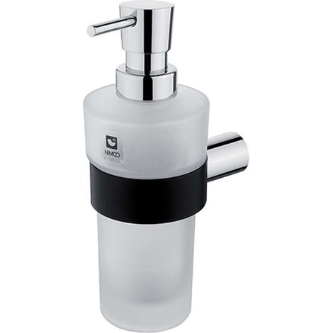 Nimco Nava - Seifenspender mit Halter, schwarz matt / chrom / Milchglas NA 28031W