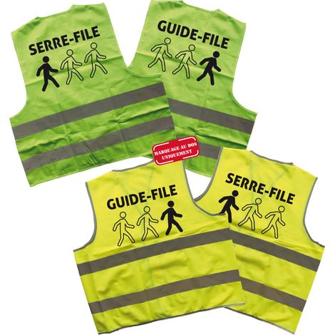 Signaletique.Biz France – Lot de 2 gilets de sécurité jaune fluo taille L – Gilet guide-file et gilet serre-file – Bandes rétroréfléchissantes pour haute visibilité - 1xWGILETSF (1/5)
