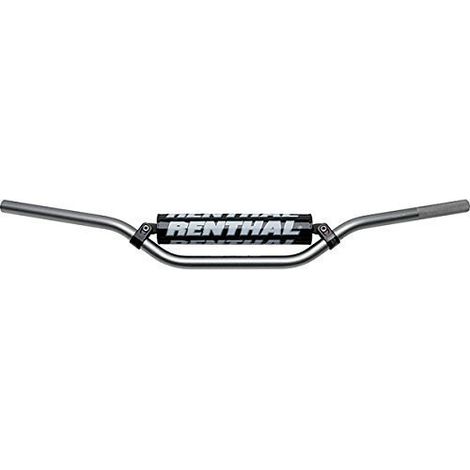 Manubrio MX Renthal 7/8" in titanio con inserti in gomma/vento, imbottitura 22 mm con spugna, colore titanio, qualità professionale.