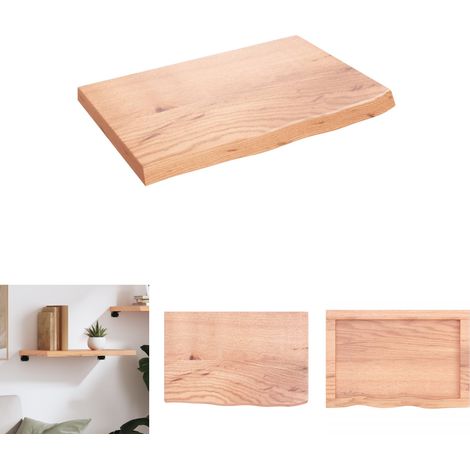 The Living Store - Wandregal Hellbraun 60x40x4 cm Massivholz Eiche Behandelt (1/5)