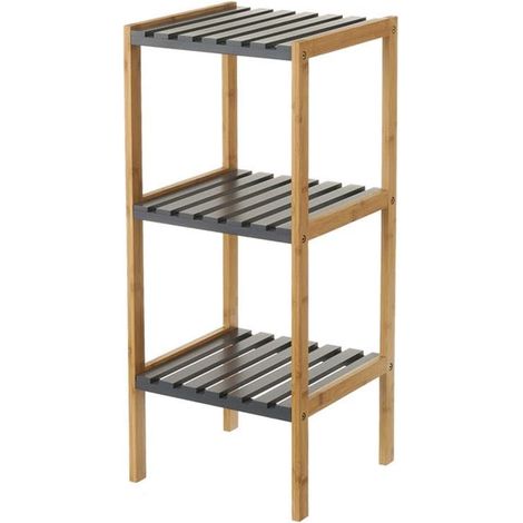 Étagère de Sol avec 3 étagères en Bois MDF Naturel et Gris (1/3)