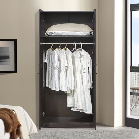 Kleiderschrank Finning 176x80x52 cm 1 Fach Walnuss, dunkel [en.casa]