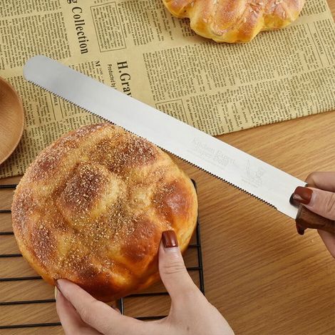 Couteau A Pain - Lame Dentée 25 cm - Tranchant Renforcé - Pour Pain Maison Et Pâtisseries - 1 Pièce (1/5)