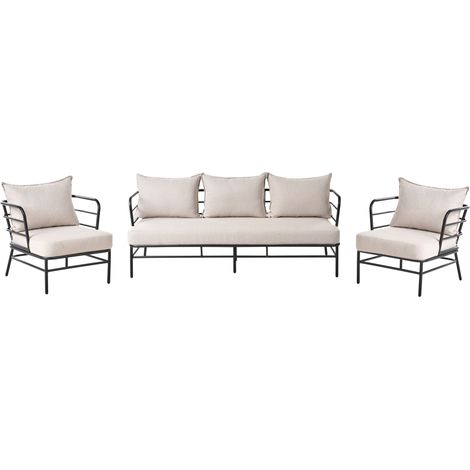 Garden Sofa Set 5 Seater PONZONE Metal Light Beige (1/5)