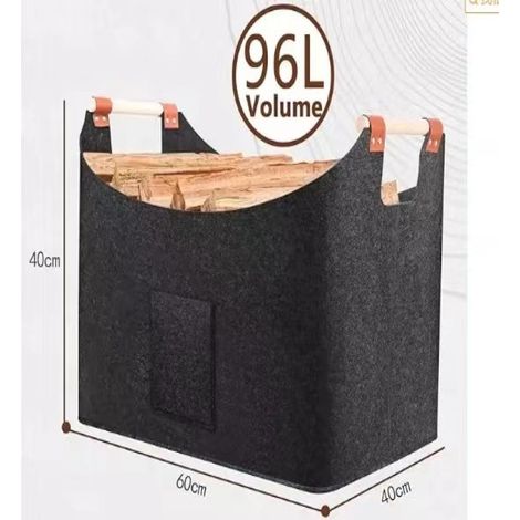 Nueva cesta de fieltro para leña de Amazon, portacerillas de cuero plegable con asa reforzada. (1/5)