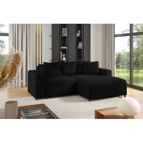 Ecksofa Designersofa Sofa MEGAN XS in Stoff Poso Schwarz Ottomane Rechts (1/2)