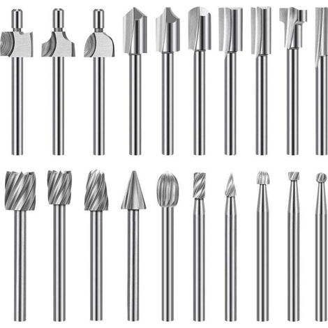 Gravurmaschinen Haute Dureté, 10 Gravurmaschinen und HSS-Vergaser & 10 große Bohrmaschinen 1/8"(3mm) für rotierende Werkzeuge zum Basteln in Holz, Holzfräsmaschinen, Skulptur, (1/5)