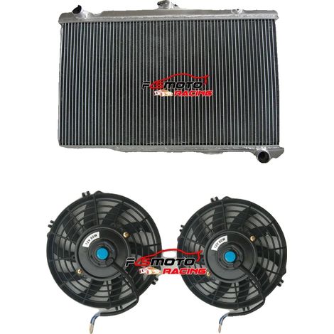 Radiador de aluminio de 52 mm de espesor, diseñado a medida para Nissan Silvia, incluye ventiladores. (1/5)