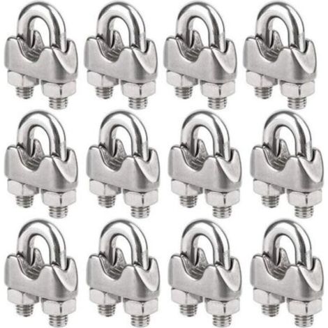Lot de 12 Serre-câbles étrie en Acier Inoxydable pour Câble Métallique de 4mm Diamètre(M4) (1/5)