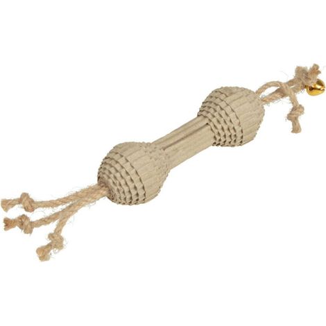 Jouet pour Chat "Haltère & Ficelles" 17cm Naturel (1/3)