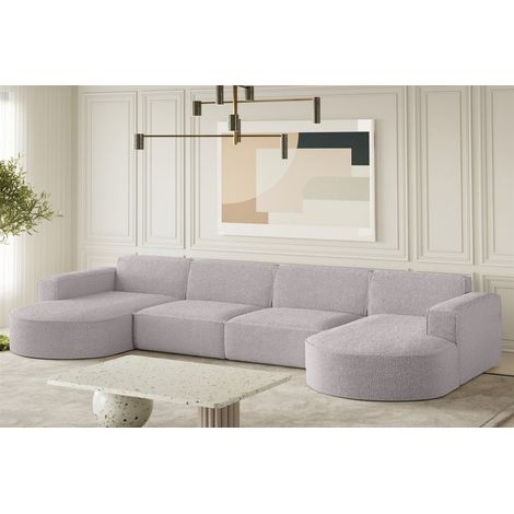 Wohnlandschaft U-Form Sofa PALMA XL in Stoff Ascot Rose