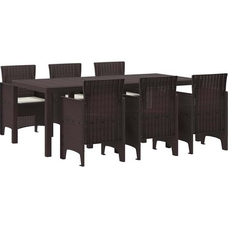 Ensemble de salle à manger pour jardin 7 pcs,Salon de jardin Marron Rattan Polt CFW20642 (1/5)