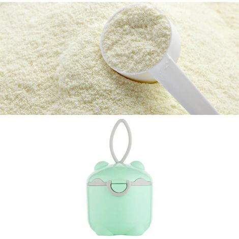 Distributeur d'aliments pour bébé, distributeur portable mignon en forme d'ours pour lait en poudre et collations aux fruits, taille L, vert. (1/5)