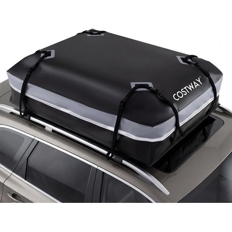 COSTWAY Box Tetto Auto,Box Tetto Auto 400 600 Litri,Box Auto Tetto Universale,Borsa Da Tetto Per Auto Senza Barre Portapacchi,Borsa Da Tetto Per Auto Impermea