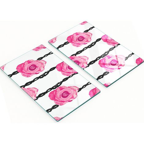 Tablas decorativas multifuncionales de cocina con rosas de vidrio templado, 2x30x52 cm.