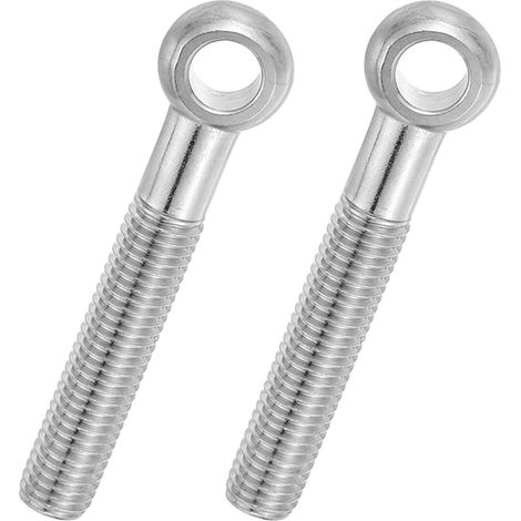 2 Pcs Boulon à Œil M12x80mm Boulon à Œillet de Levage pour Balancement d'Épaule, Vis Poisson en Acier Inoxydable 304, Filetage Métrique à Demi-Denture Trou Coulissant, Argentée (1/5)