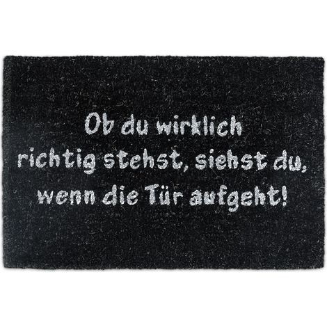 Relaxdays Fußmatte Kokos, 40x60cm, rutschfeste PVC-Unterlage, Schmutzfangmatte aus Kokosfaser, Fußabstreifer, schwarz