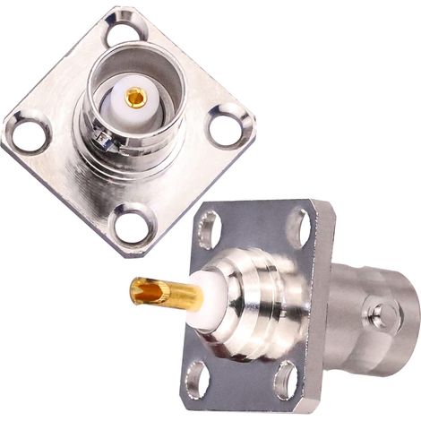 2 Pack BNC Femelle 4 Trous Panneau À Bride Montage sur Châssis Connecteur À Souder Coaxial RF Adaptateur Coaxial Convertisseur pour Câble Coaxial/Périphériques LAN sans Fil (1/5)