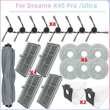 Ersatzteile für Dreame X40 Ultra / L40 Ultra, MOVA P10 Pro Ultra: Hauptwalze, Seitenbürste, HEPA-Filter, Staubfilter