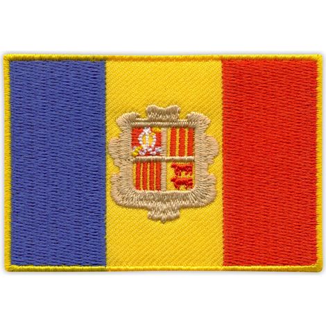 Andorras Flaggenaufnäher – Magnetische Rückseite – Gestickter Aufnäher/Abzeichen/Emblem