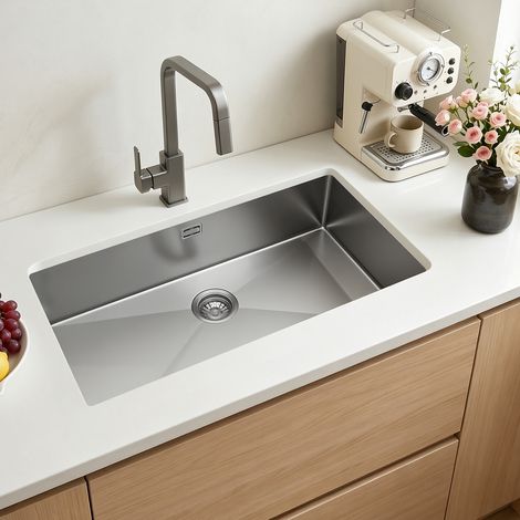 VEVOR Unterbauspüle mit Einzelbecken, 85 x 45 x 19 cm, Edelstahl-Küchenspüle im Landhausstil, Einbauspüle für Geschirr, Wohnmobil, Vorbereitungsküche, Waschküche und Bar, Unterbau-Spülbecken (1/5)