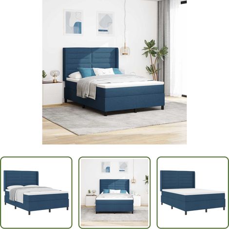 vidaXL Cama tipo Box Spring con cojín Manual Azul 200 x 160 cm tela (1/5)