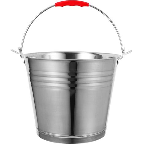 Seau Pratique et Solide en Acier Inoxydable Multifonction 6 L Argenté avec Poignée Robuste pour Stocker Eau et Lait Usage Domestique (1/5)