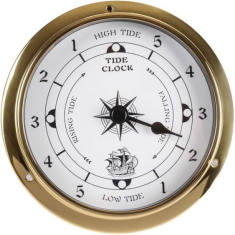 Horloge De Marée - Boîtier Laiton - 115 X 90 X 35 Mm - Prévision Météo Baromètre Thermomètre Hygromètre - Pour Intérieur - 1 Pièce (1/4)