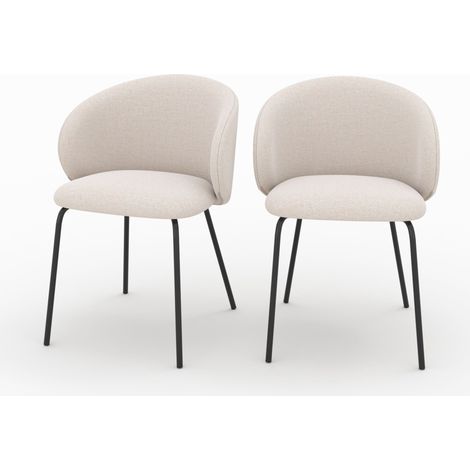 Set de 2 sillas Victoria en tela beige y patas de metal negro - Victoria (1/4)