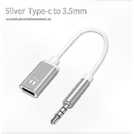 Câble adaptateur USB-C femelle vers jack 3,5 mm mâle pour casques, lecteurs MP3 et ordinateurs portables (1/5)