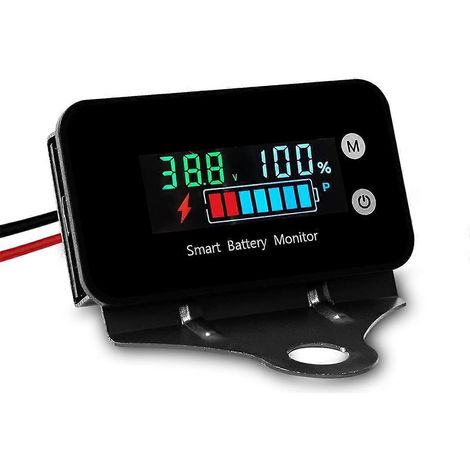 Moniteur de batterie étanche IPX7 avec support 7-100 V, indicateur de batterie pour voiture, moto, voiturette de golf, avertisseur sonore. (1/5)