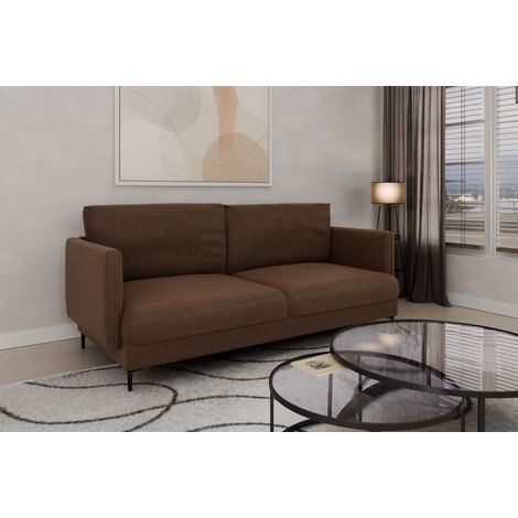 Sofa Designersofa HELMER 3-Sitzer Stoff Vibe Braun