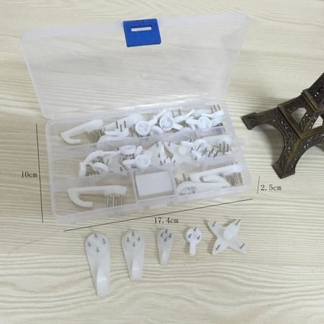Crochets de mur 40pcs, crochets de suspension pour mur et cloison, pour accrocher des photos de mariage, des tableaux, des miroirs-Ywey (1/4)