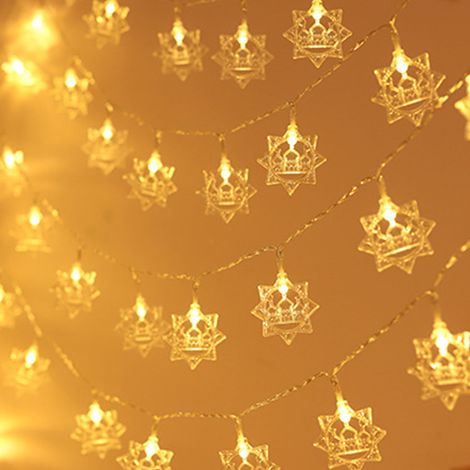 guirlandes lumineuses LED neuves en forme de lune, château et palais, avec boîtier à piles, pour fêtes orientales. Couleur blanc chaud, 1,8 m, 10 LED, deux sections, éclairage continu. (1/5)
