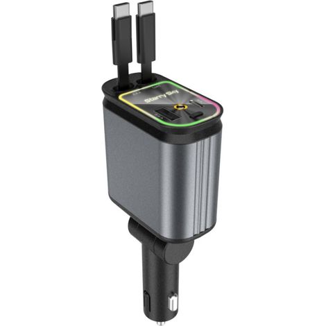 New car phone charger with dual retractable cables, starry sky ceiling projector light, four-in-one multi-functional design -- B1 [Type-C + Type-C] (1/3)