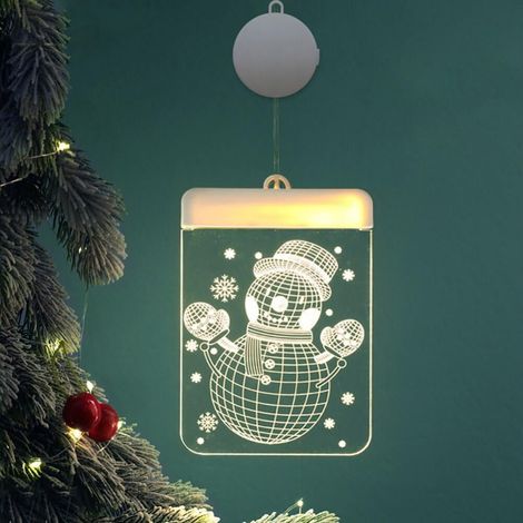 Lampe Décorative De Noël - Lumière 3D À Ventouse Pour Fenêtre Mur Porte - Motifs Cloche Père Noël Flocon Arbre Renne - Blanc Chaud - 16 X 11 5 Cm - 1 Pièce (1/5)