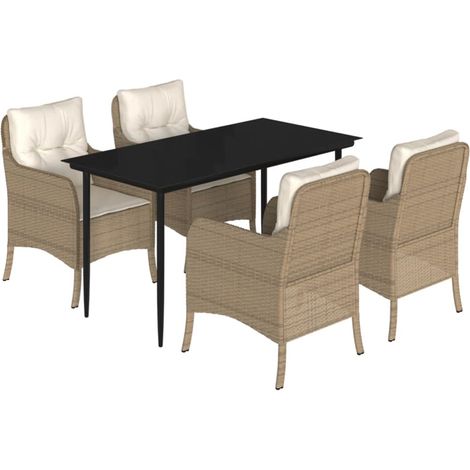 Maison Exclusive - Set comedor de jardín 5 pzas con cojines ratán (1/5)