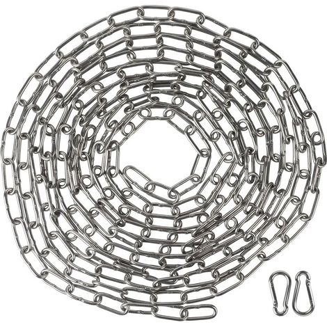 5 Mètre Chaîne en Acier Inoxydable 3mm Chainette avec 2 Mousquetons, Promenade, Chaîne de Chien Chaîne De Séchage Robuste Charge Chaîne D'ancrage Chaîne Balançoire, Maximale de 80KG (1/5)
