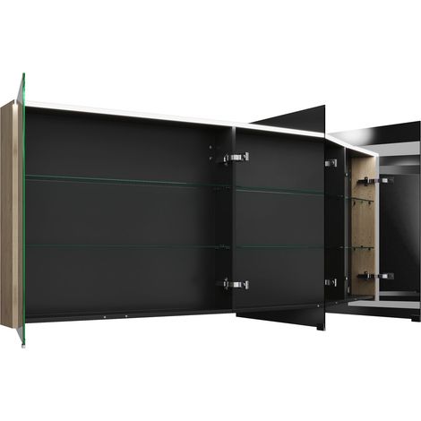 burgbad Eqio armario con espejo con luz LED superior, 3 puertas,