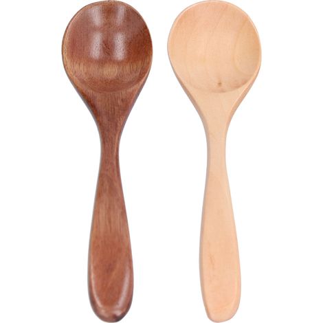 2 pièces Cuillère en Bois à Manche Courbée pour Mélanger, Idéale Cuisine Maison Restaurant (1/5)