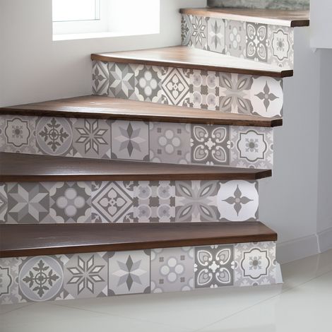 Stickers adhésifs escalier carrelages contremarche - MARVINA - 2 bandes de 15x105cm (1/5)