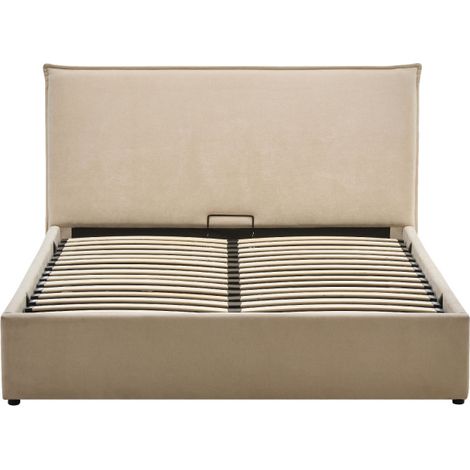 Lit coffre en tissu 140x190cm - Beige - Cama (1/5)