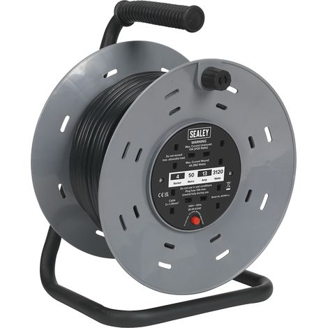 Sealey BCR50 50m Cable Reel with Thermal Trip 4 x 230V