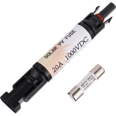 Porte-fusible Solaire 20A 1000V - Lot de Connecteurs MC4 Étanches - Protection Circuit Photovoltaïque - Pour Panneaux Solaires Extérieurs (1/4)