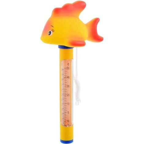 royaluxe -Thermomètre à eau, thermomètre de piscine, jauges de température de dessin animé d'animal mignon avec poisson rouge à ficelle (1/5)