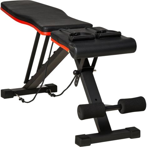 Banc de musculation pliable 130 x 34 x 109 cm dossier 6 niveaux assise 4 niveaux rembourré design moderne en acier noir (1/5)