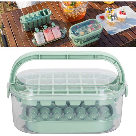 Eiswürfelform, Eiskugeln, Eiswürfelform zum Aufstecken, tragbarer Eiswürfelbereiter, große Eiswürfelbox, 2-teiliges Set, frisches Grün (1/5)