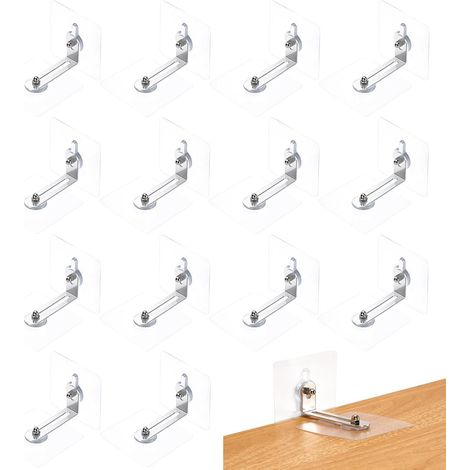 Lot de 14 paires protection anti-basculement, fixation murale sans perçage, ancrage autocollant réglable 5,2cm, pour armoire étagère (1/5)