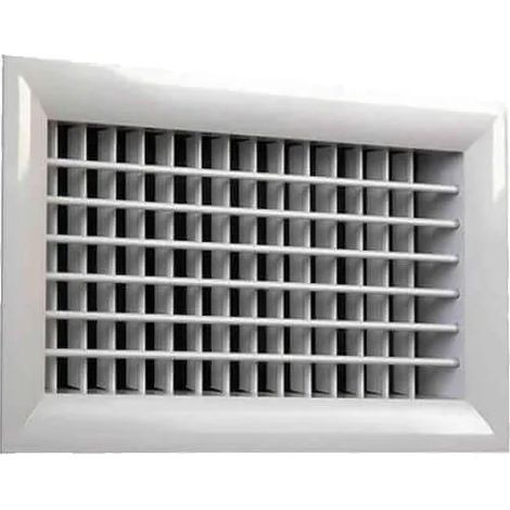Grille aération VMC double déflexion alu blanche 400x150mm – Pour espaces confinés – Débit max 200m³/h